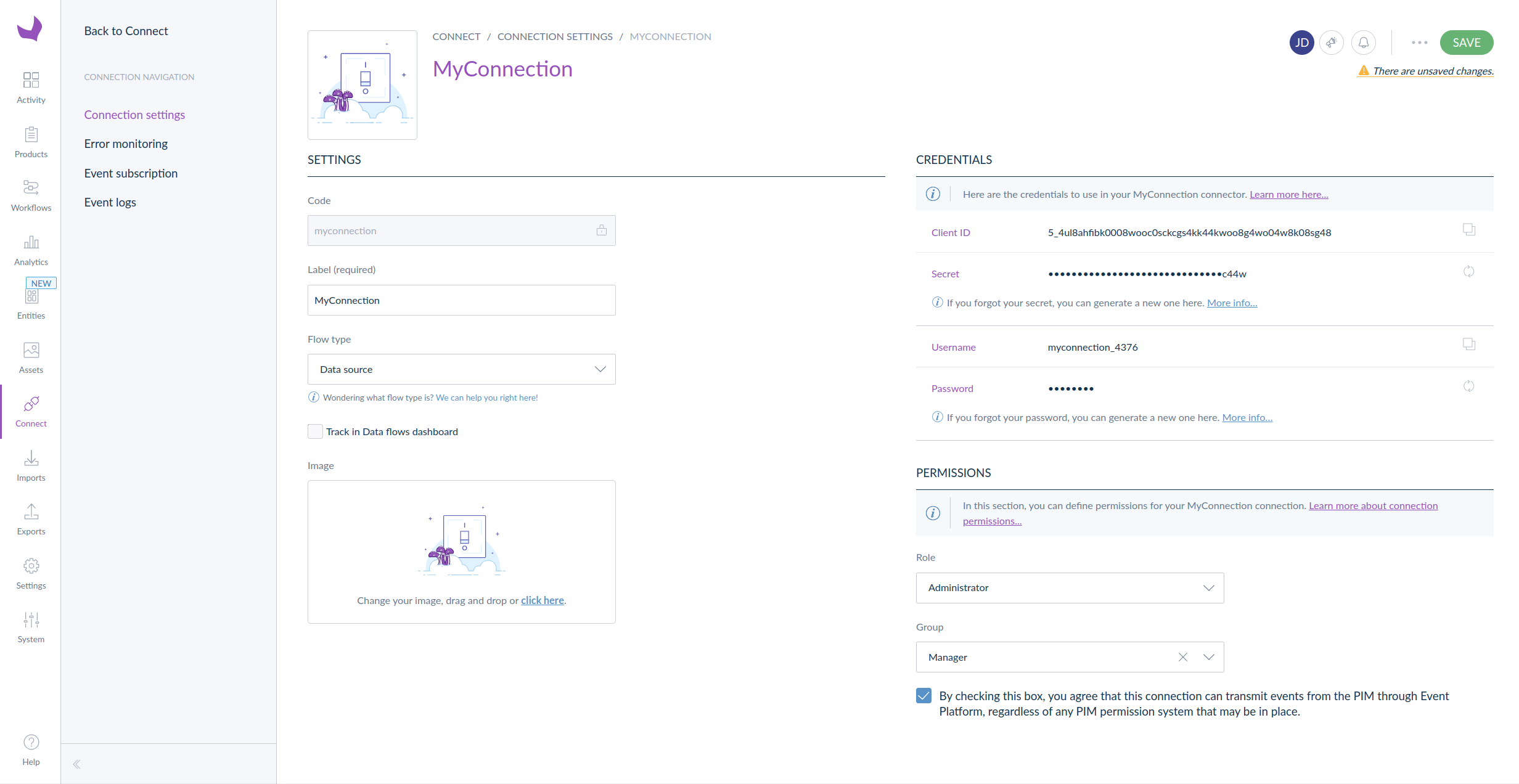 checkbox on Connection page